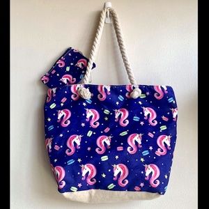 Unicorn and Macarons Canvas Beach Bag